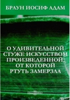 О удивительной стуже искусством произведенной, от которой ртуть замерзла: публицистика